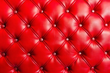 Fototapeta premium Glossy red leather with a diamond-tufted pattern and embedded buttons — evokes luxury and classic style.