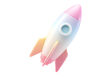 Pastel Toy Rocket Isolated on White Background