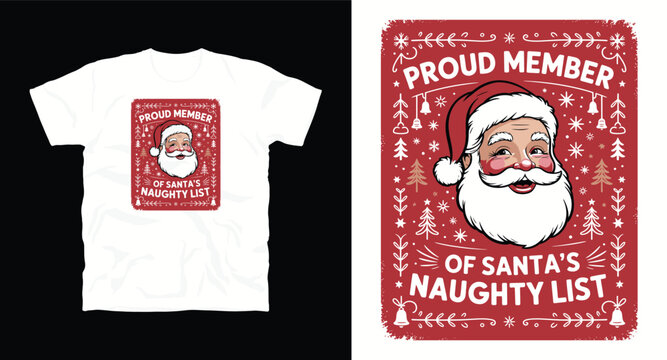Christmas t-shirt design with santa clause