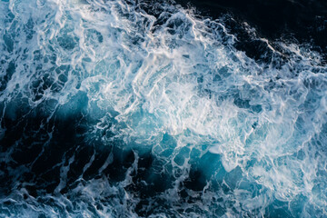 Sea water splash with foamy wave. Water surface texture. Tropical islands ferry travel. Cruiseliner...