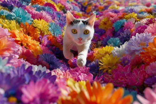 Vivid flower fields and playful kittens: a tale of personality. Best cat names. Find the ideal cat name: a journey through personality and creativity. Pet naming tips. Imaginative names.