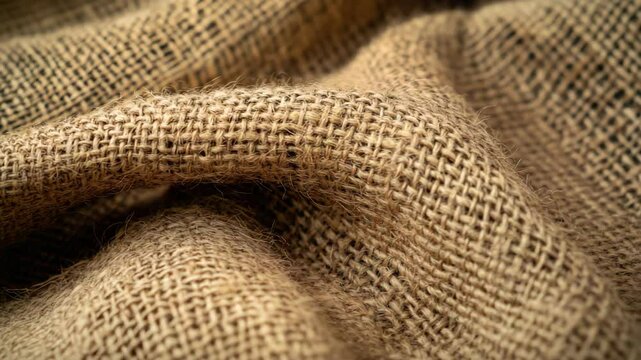 A piece of burlap fabric with a bunch of hair on it. The hair is in different directions and is not neatly arranged