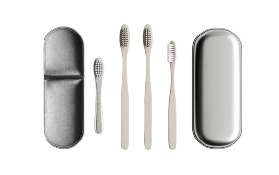 Portable zero-waste travel set with bamboo utensils designed for reducing plastic waste on the go isolated on transparent background PNG