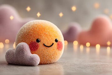 Blushing Plush Sun with Colorful Clouds and Bokeh