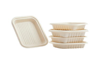 Compostable plant-based clamshell containers designed for eco-friendly food packaging and sustainable use isolated on transparent background PNG