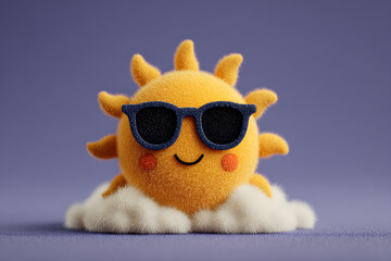Cheerful Sun Sitting on a Cloud with Sunglasses