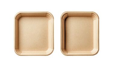 Natural paper trays ideal for compostable food service emphasizing green catering and zero waste solutions isolated on transparent background PNG