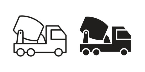 Cement truck icon vector, sign and symbol for design, website or apps elements.