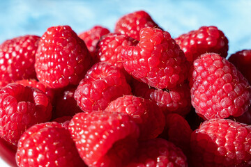 Macro Shot Of Fresh Juicy Red Raspberries