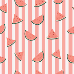 Pink and white stripe pattern watermelon pattern