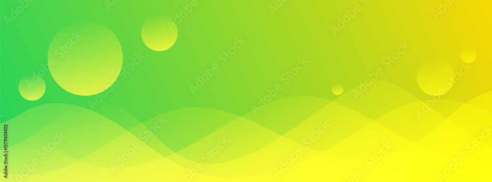 Poster modern banner background green and yellow gradient colorful with waves shape modern background.abstr
