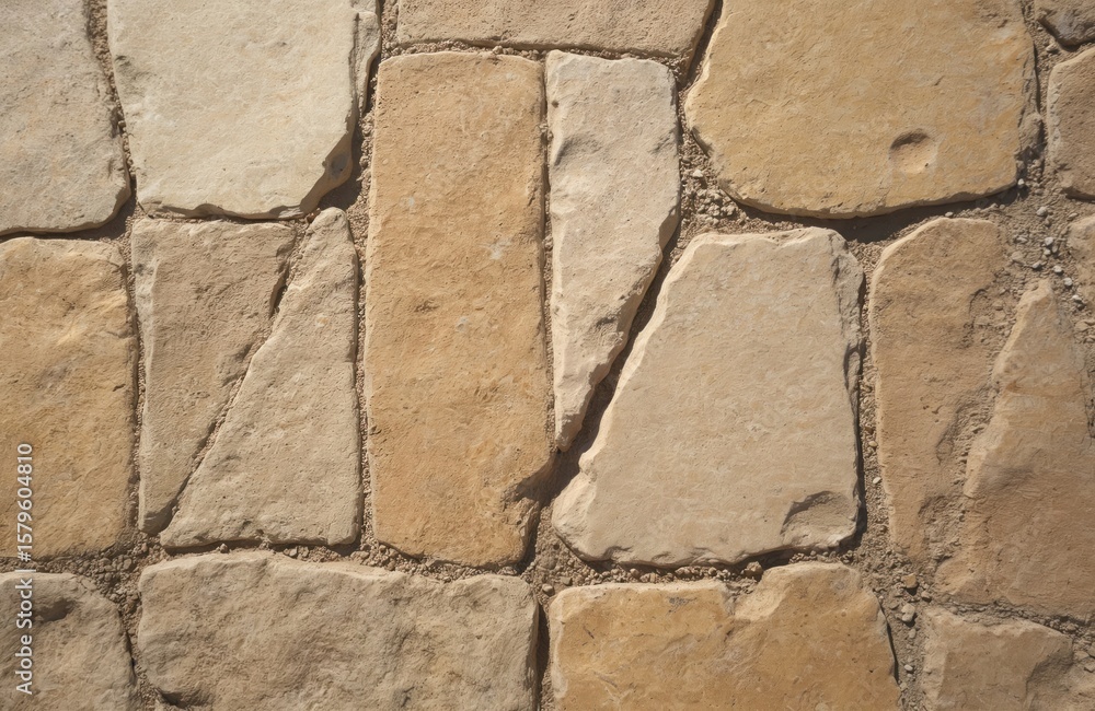 Poster travertine stone tile texture. seamless pattern of irregular brown rock fragments with visible grain