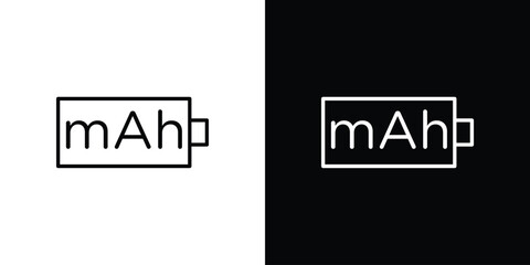 mAh icon vector symbols pack in black and white lines