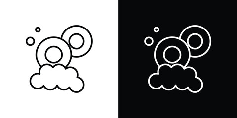 Washing dishes icon vector symbols pack in black and white lines