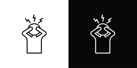 Stress icon vector symbols pack in black and white lines