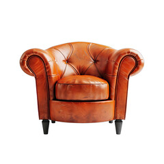 Aged,  leather club chair,  rich brown hue