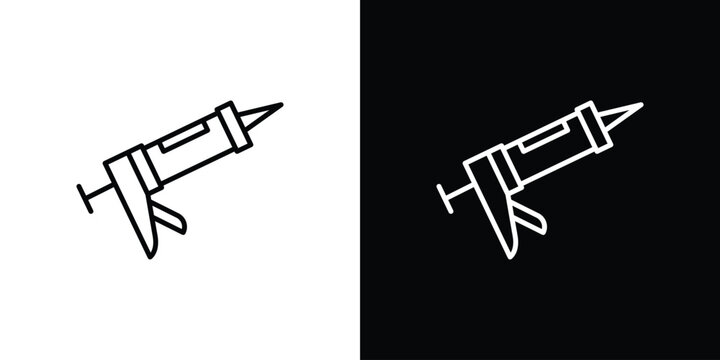 Sealants gun icon vector symbols pack in black and white lines