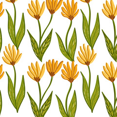 Seamless flower pattern. Abstract pattern. Textile print pattern. White background.