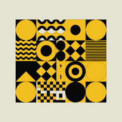 Obraz premium Geometric Pattern Design with Yellow and Black Shapes