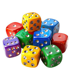 Multicolored dice in a cluster