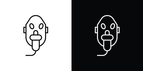 Oxygen mask icon vector symbols pack in black and white lines