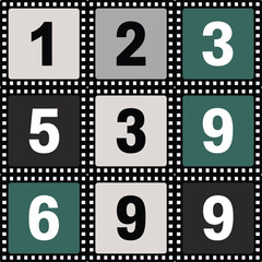 Nine Square Number Puzzle Game Grid