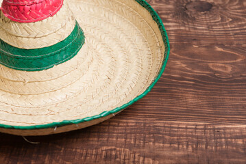 Colorful Mexican Sombrero on Rustic Wood