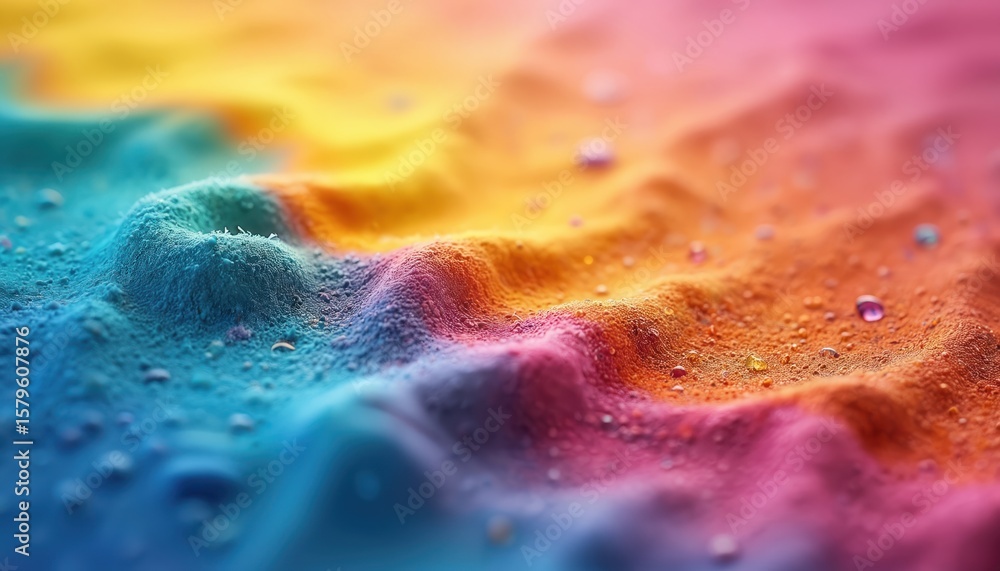 Poster textured rainbow gradient flows diagonally across surface. colorful, smooth transition of hues. tiny