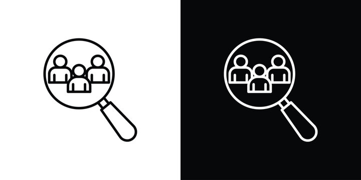 Demographics icon vector symbols pack in black and white lines