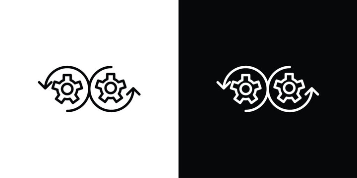 Devops icon vector symbols pack in black and white lines