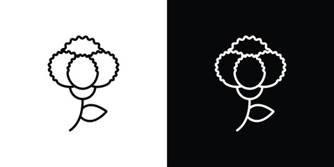 Carnation icon vector symbols pack in black and white lines