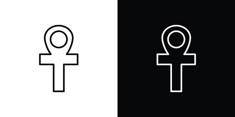 Ankh icon vector symbols pack in black and white lines