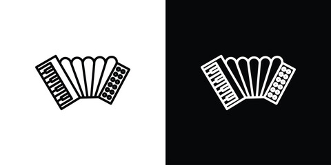 Accordion icon vector symbols pack in black and white lines