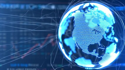 Digital Globe Connecting with Network Lines and Data Points in Futuristic Technology Scene - Powered by Adobe