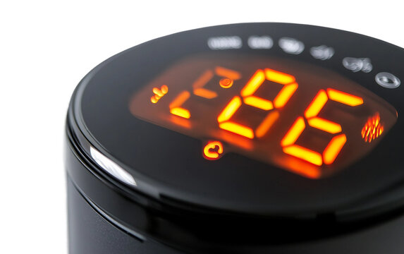 Compact electronic kitchen timer featuring bright LED display perfect for baking grilling or timed food preparation isolated on transparent background PNG