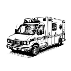 Vintage sketch of an ambulance vehicle in side view  