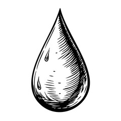Vintage sketch of a water droplet with detailed shading  