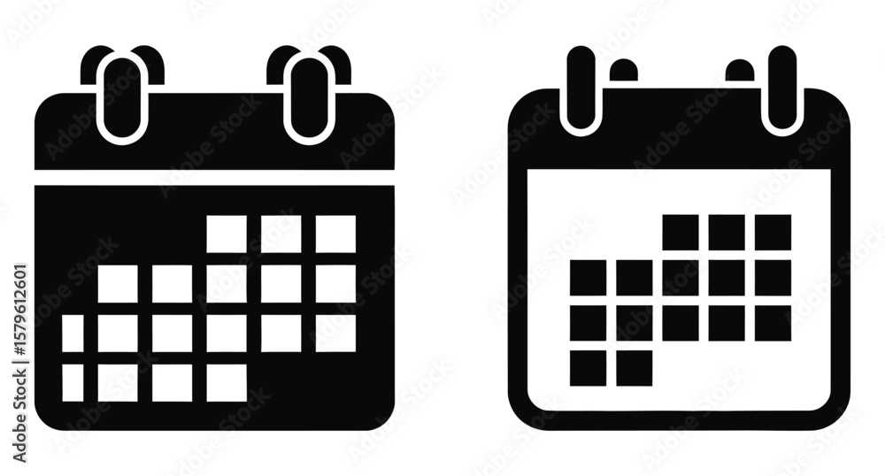 Aufkleber minimalist black and white calendar icons for date and event scheduling applications
