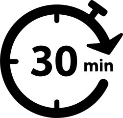 30 minutes  icon black vector
