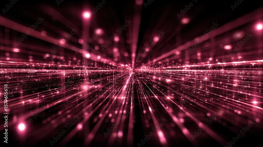Aufkleber vibrant pink data stream visual with dynamic light trails and digital technology concept for cyber, 