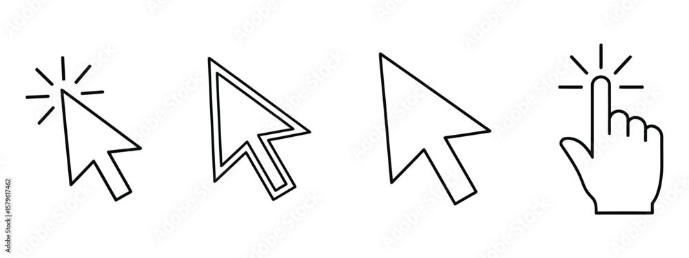 Fototapete a set of pointer graphics showcases mouse cursors and a hand icon, perfectly suitable for website in