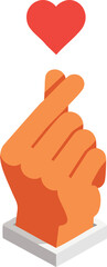 Obraz premium Hand making Korean finger heart symbol with red heart above in vector style perfect for love and affection designs