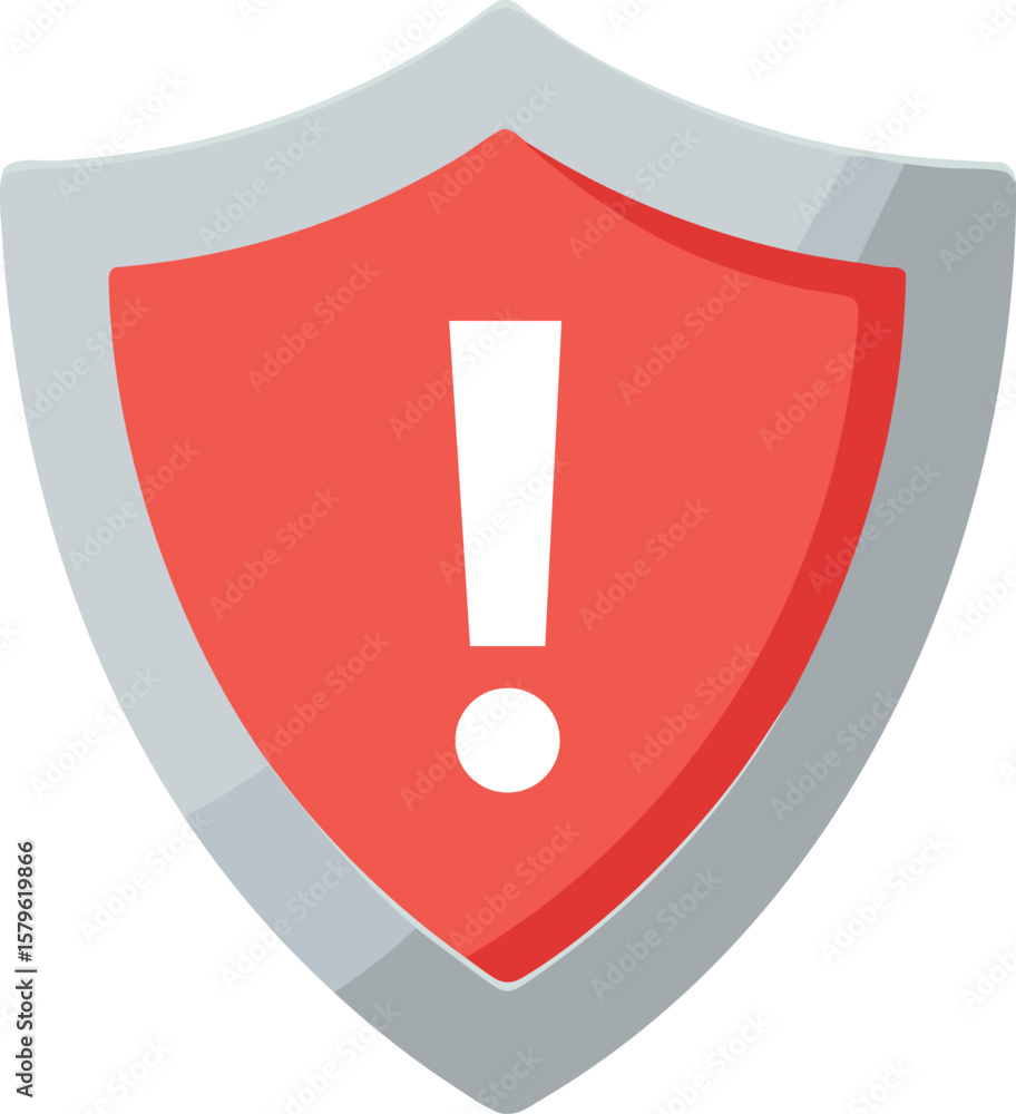 Poster shield with exclamation mark alert symbol for security warning protection and danger notification ve