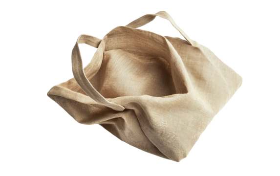 Eco-friendly shopping tote bag folded and opened showcasing reusable design for sustainable grocery and daily use isolated on transparent background PNG