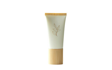 Minimalist skincare tube with biodegradable components ideal for environmentally conscious personal care packaging isolated on transparent background PNG