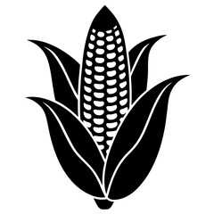 Corn vector, a modern corn art design, a black vector of a corn, simple corn cob art, a corn cob isolated