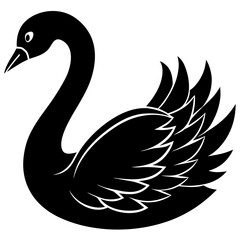 Obraz premium Swan animal vector, a modern swan art design, a black vector of a swan, simple swan art, a swan isolated