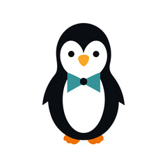 Obraz premium Adorable penguin wearing bowtie Line Art Vector illustration
