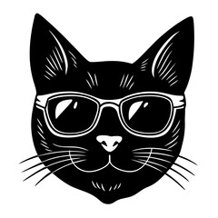 A cat wearing sunglasses vector, a unique cat design, a vector of a cat wearing sunglasses, a simple cat wearing sunglasses art, a cat wearing sunglasses symbol isolated