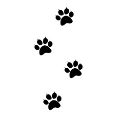 A simple, graphic illustration of black cat animal paw prints, perfect for pet-themed design.